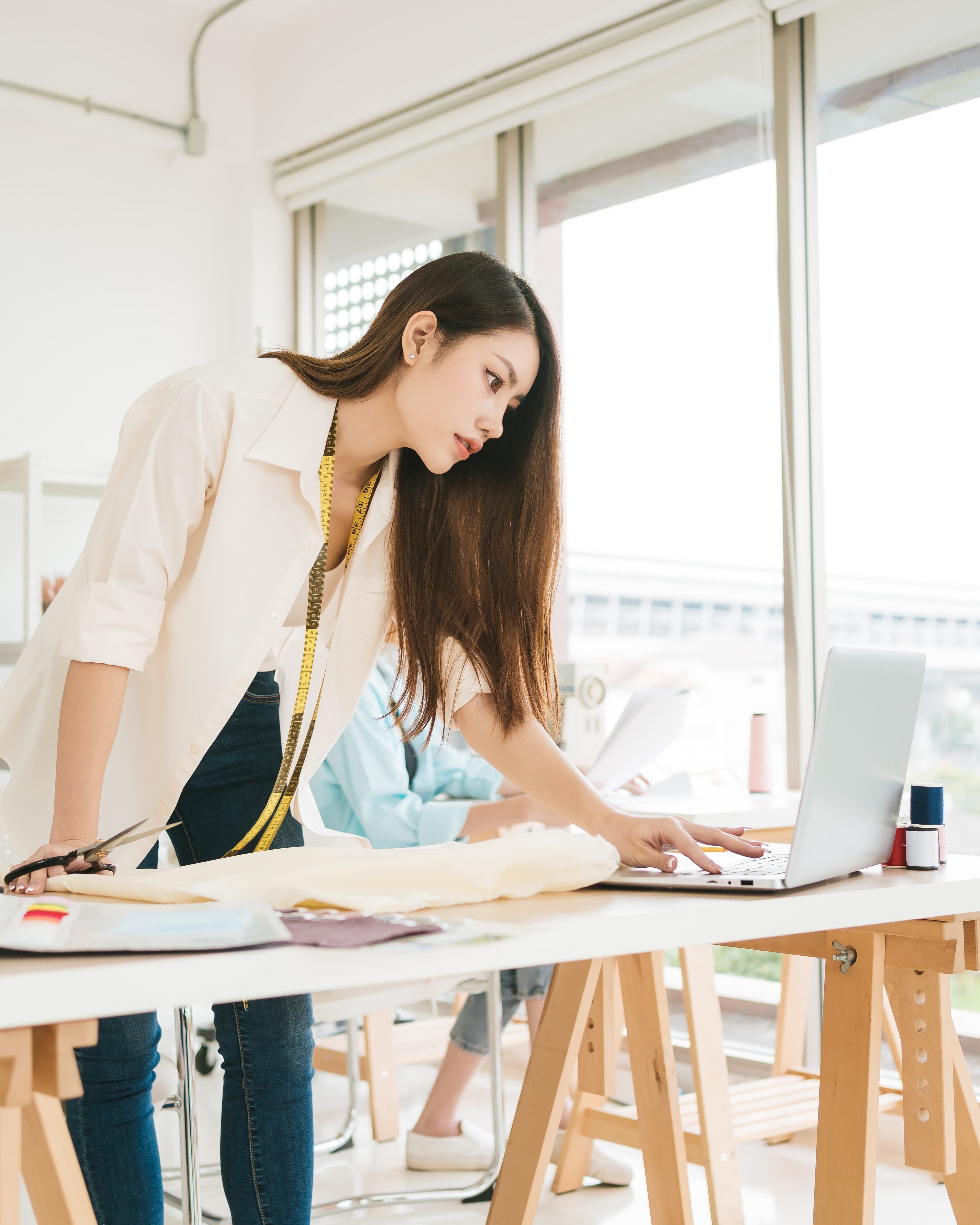 Designer working at desk